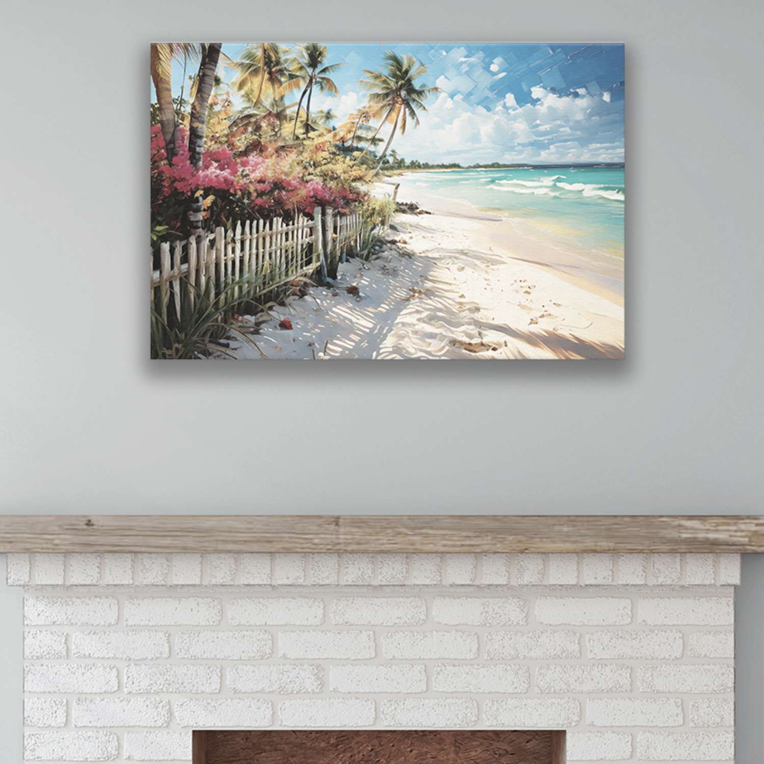 Tropical canvas wall art on a wall