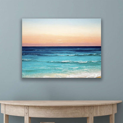 Tropical sunset wall art canvas on a wall