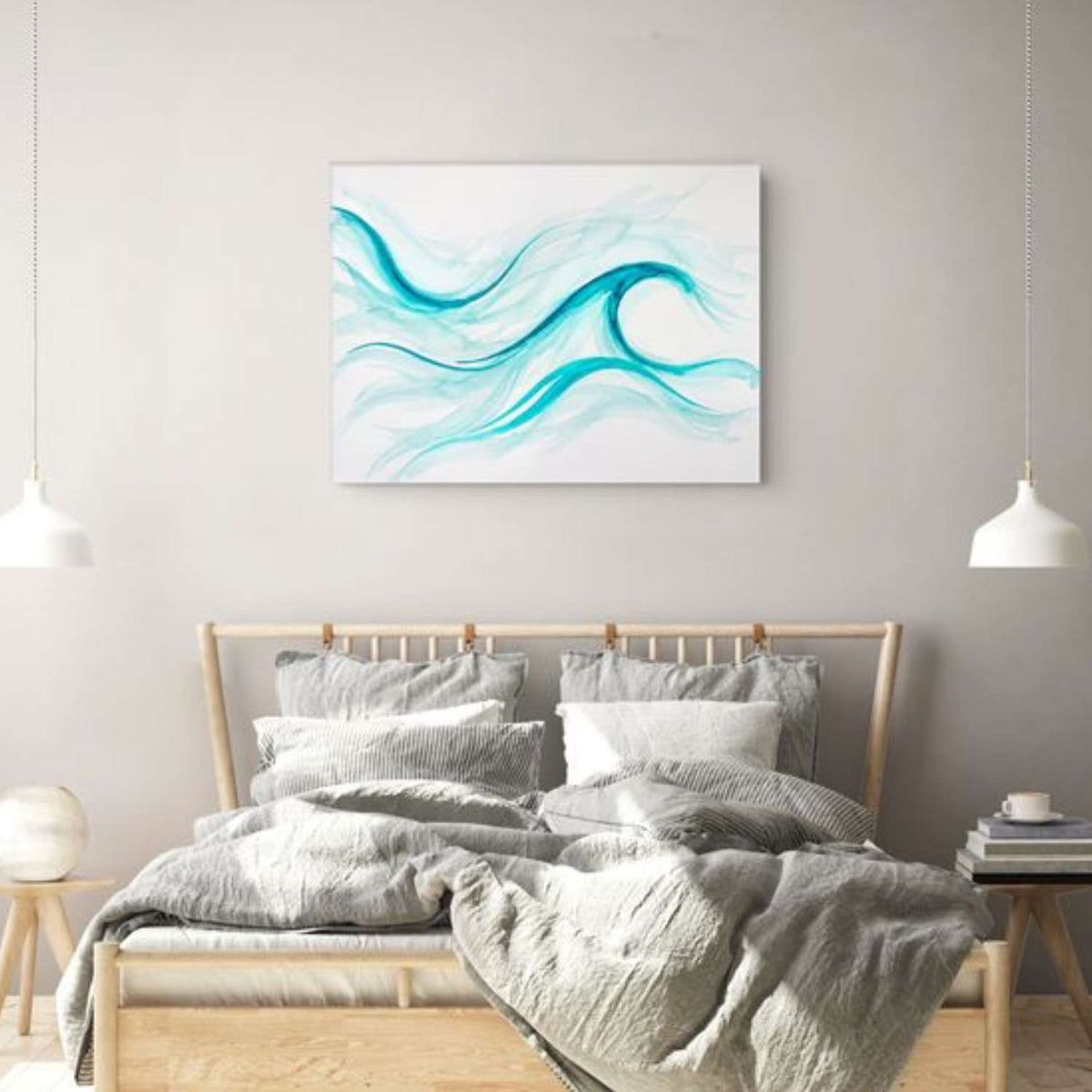 Turquoise Art canvas on a wall
