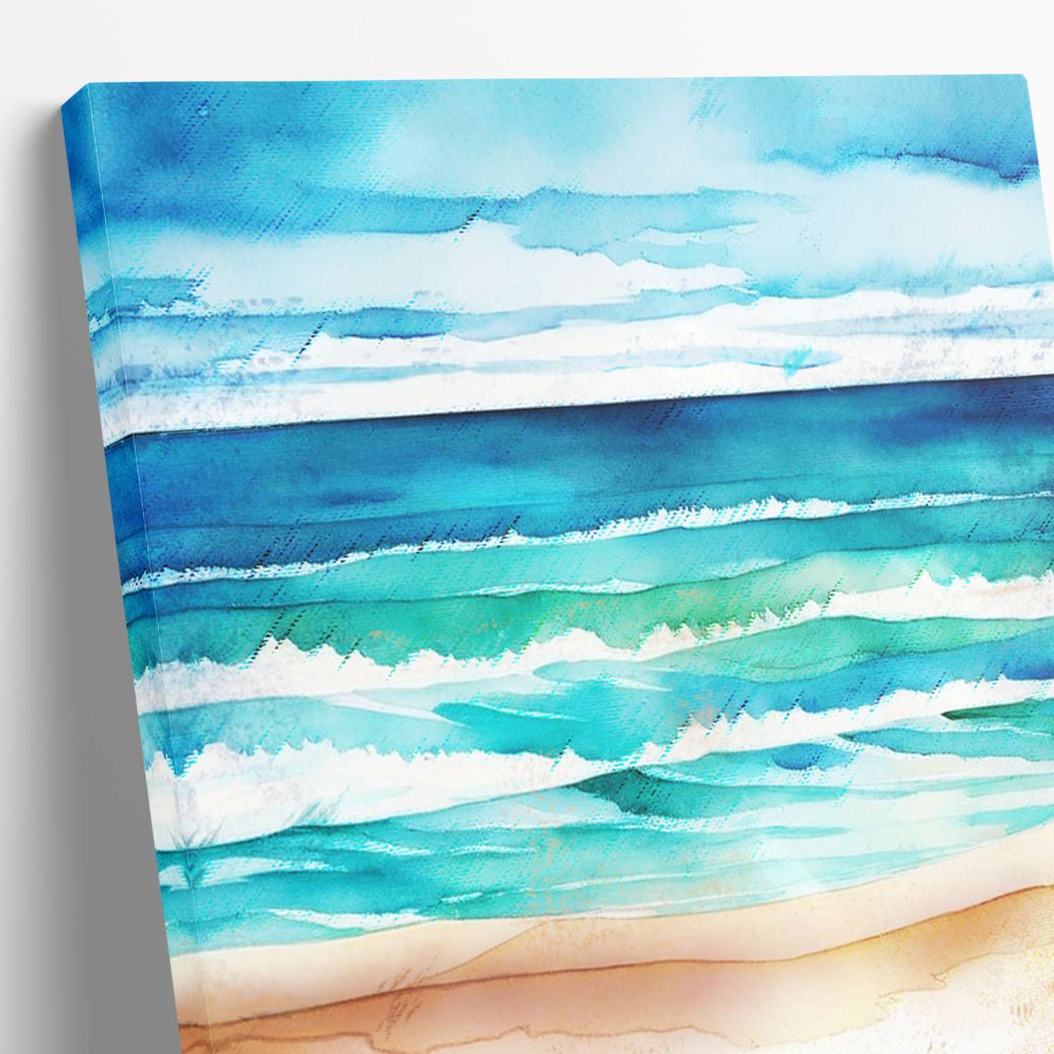 Blue ocean wall art canvas texture close-up