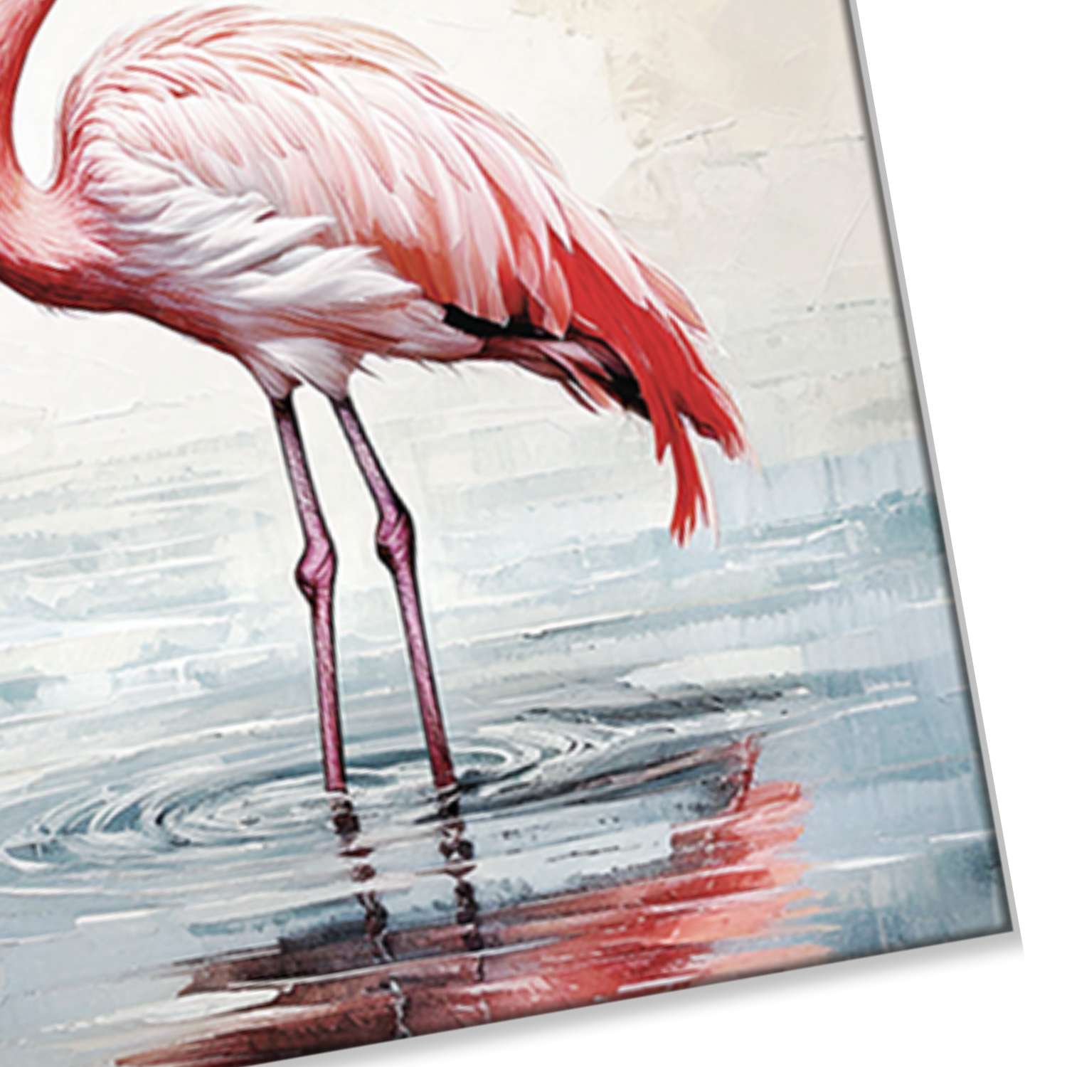Flamingo wall art canvas texture close-up