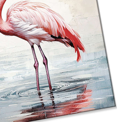 Flamingo wall art canvas texture close-up
