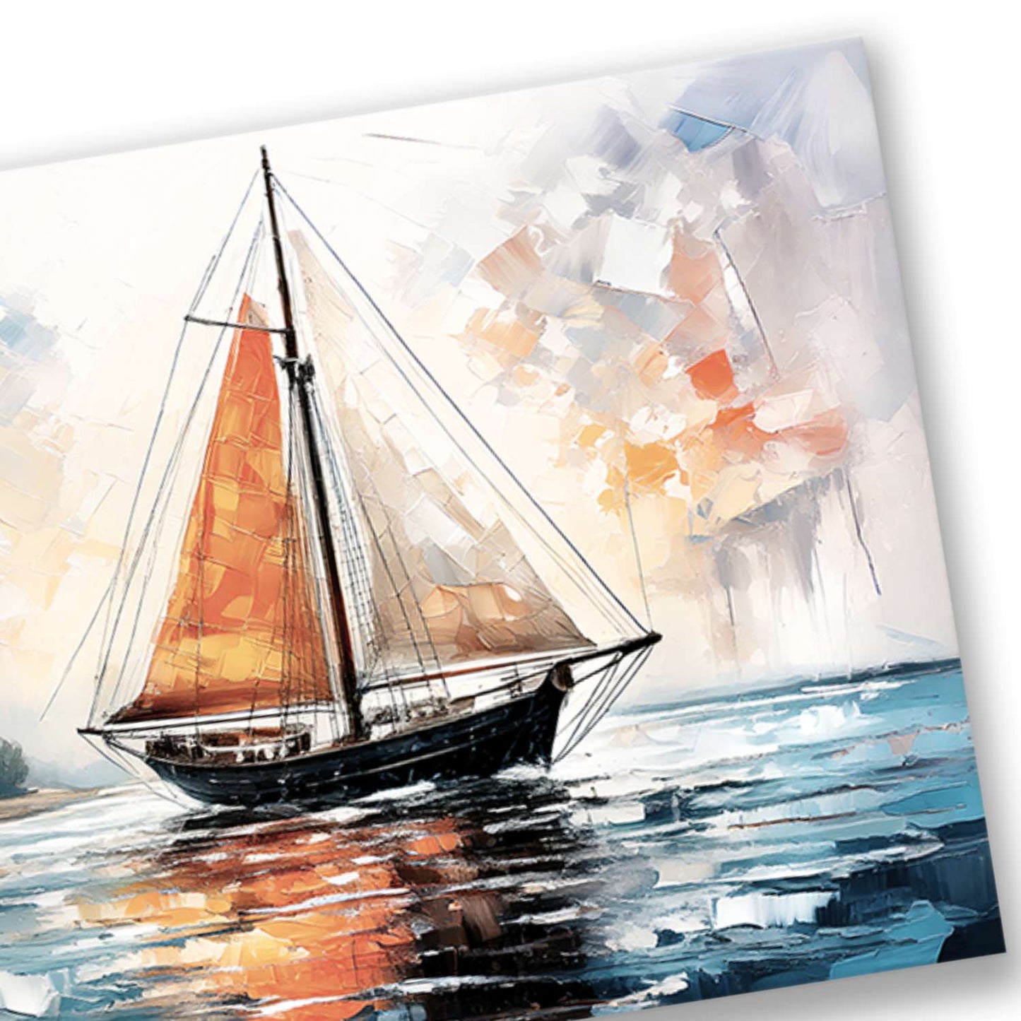 Sailboat wall art canvas texture close-up