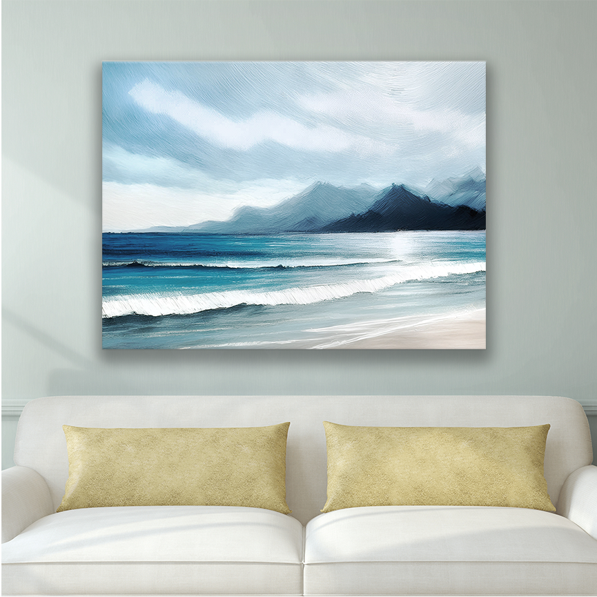 BLUE MOUNTAINS Original Seascape Artwork – Tranquil Coastal Wall Art