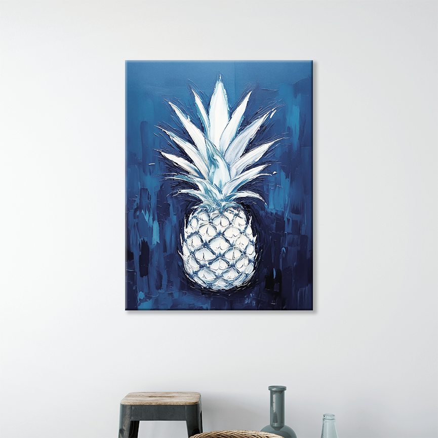 This modern tropical wall art hanging on a wall, perfect for a beach-inspired space
