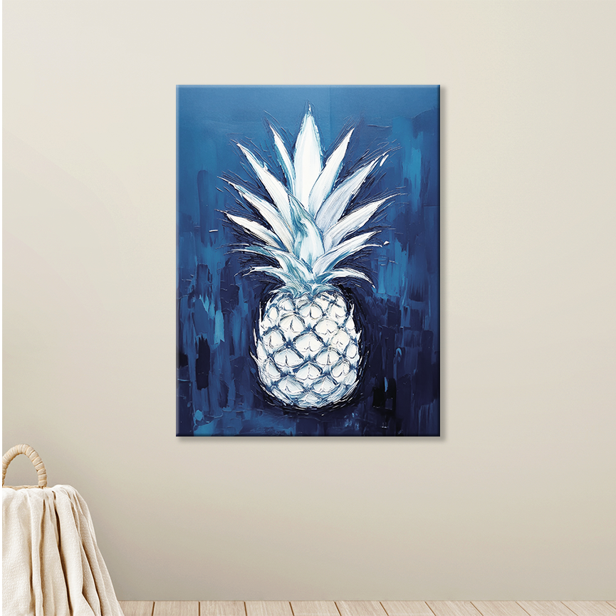 WHITE GOLD – Original Pineapple Wall Art Canvas, Ready to Hang