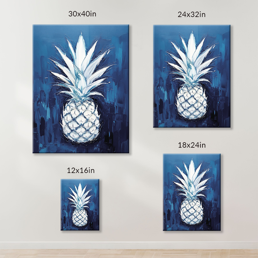 WHITE GOLD, tropical art wall canvas, is available in these sizes: 12-in x 16-in, 18 in x 24 in, 24 in x 32 in, 30 in x 40 in
