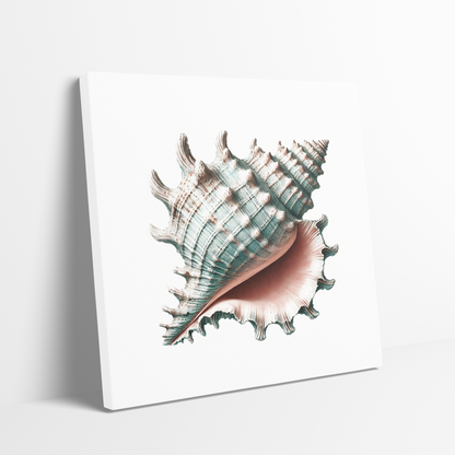 fabulous shell wall art SEA SPIRAL. The seashore wall art shows a colorful conch shell.