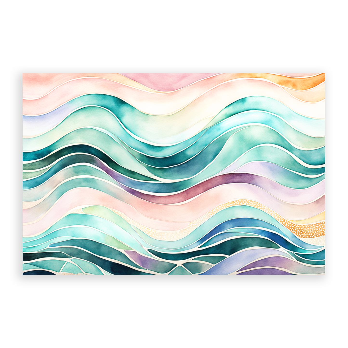 Awe-inspiring waves art print EBB AND FLOW. The colorful wave art shows undulating colorful waves.