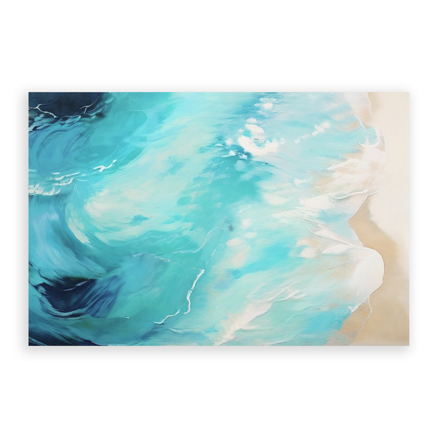 Awe-inspiring ocean art OCEANS EDGE. The ocean art painting shows an abstract ocean shoreline.