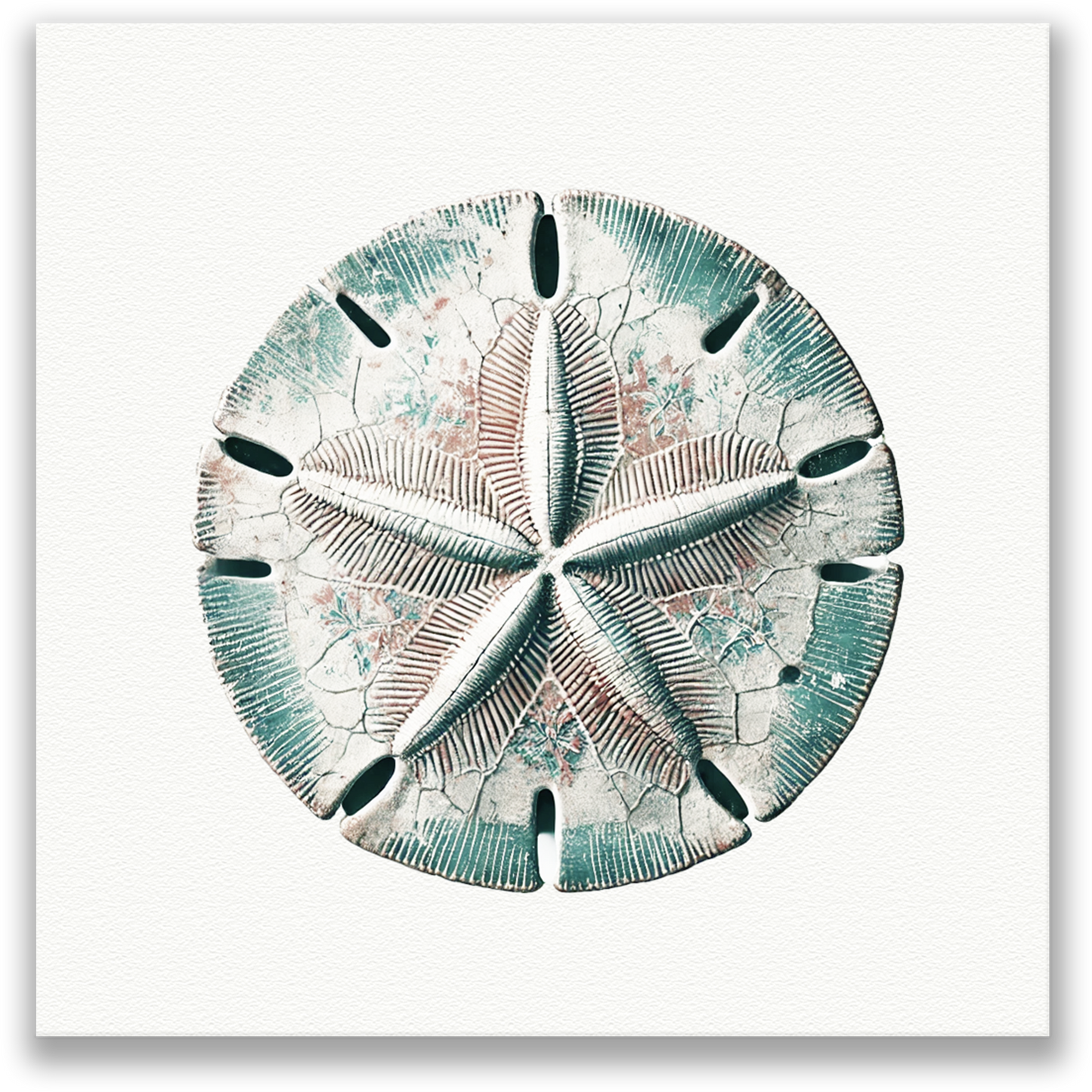 BEACH BOUNTY Original Sand Dollar Canvas – Coastal Shell Wall Art on Fade-Resistant Canvas, 1.25” Thick Wood Frame, Ready to Hang (10” x 10”)