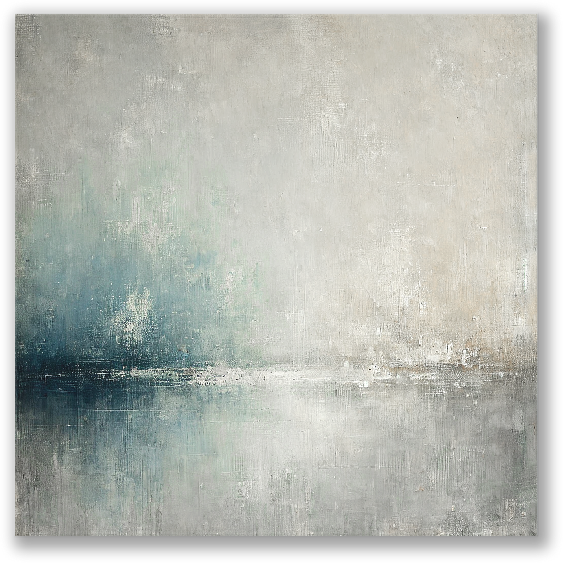 This abstract coastal canvas SALTY HORIZON brings a calming ocean feel to your home. This beautiful canvas art shows an abstract design inspired by the ocean.
