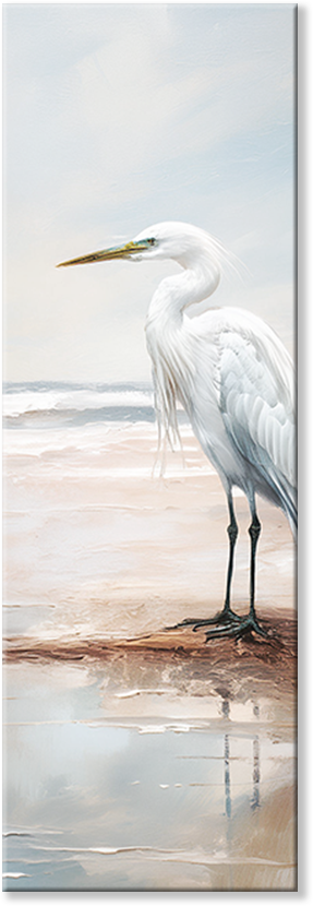 COASTAL HERON - heron art | canvas wall art, fade-resistant, ready to hang, 100% original artwork.
