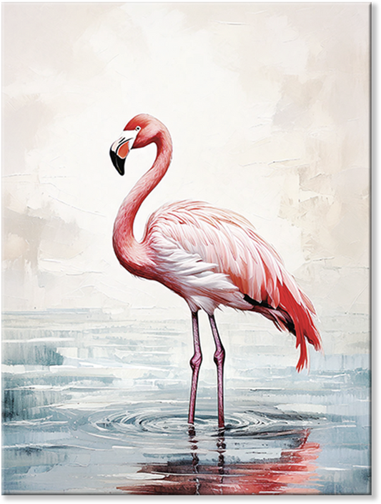 FLAMINGO WADING - pink flamingo wall art decor | canvas wall art, fade-resistant, ready to hang, 100% original artwork.
