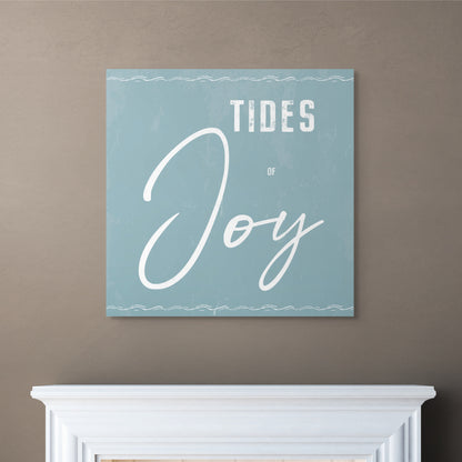 The Christmas Canvas TIDES OF JOY. The piece hangs on a wall.
