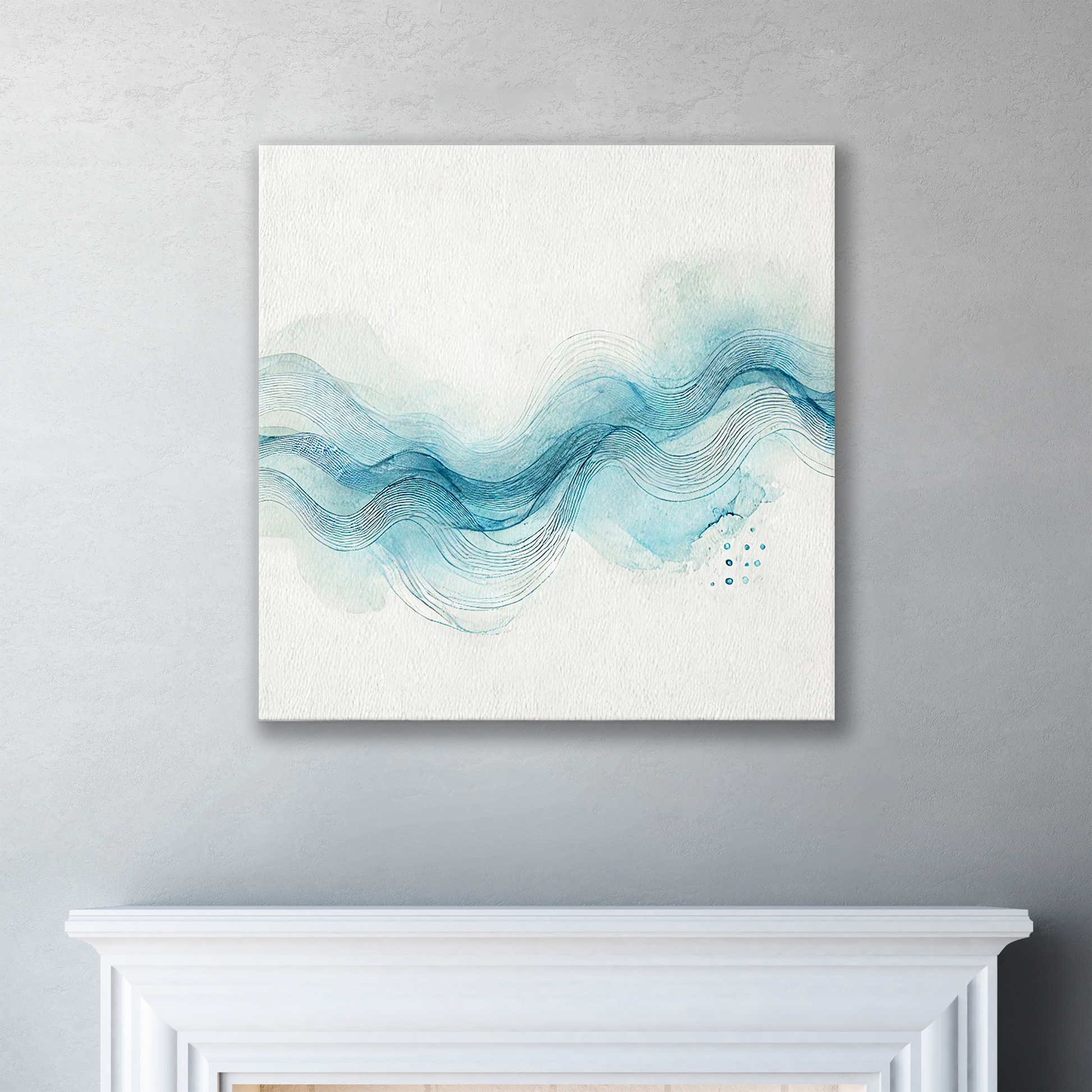 The ocean wall art canvas SEA VOYAGE. The piece hangs on a wall.
