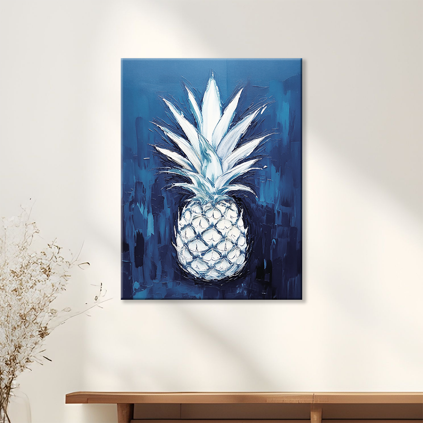 WHITE GOLD – Original Pineapple Wall Art Canvas, Ready to Hang