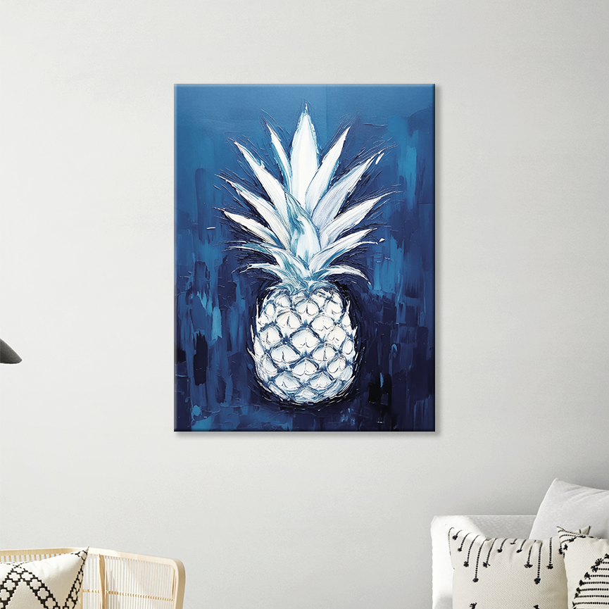 WHITE GOLD – Original Pineapple Wall Art Canvas, Ready to Hang