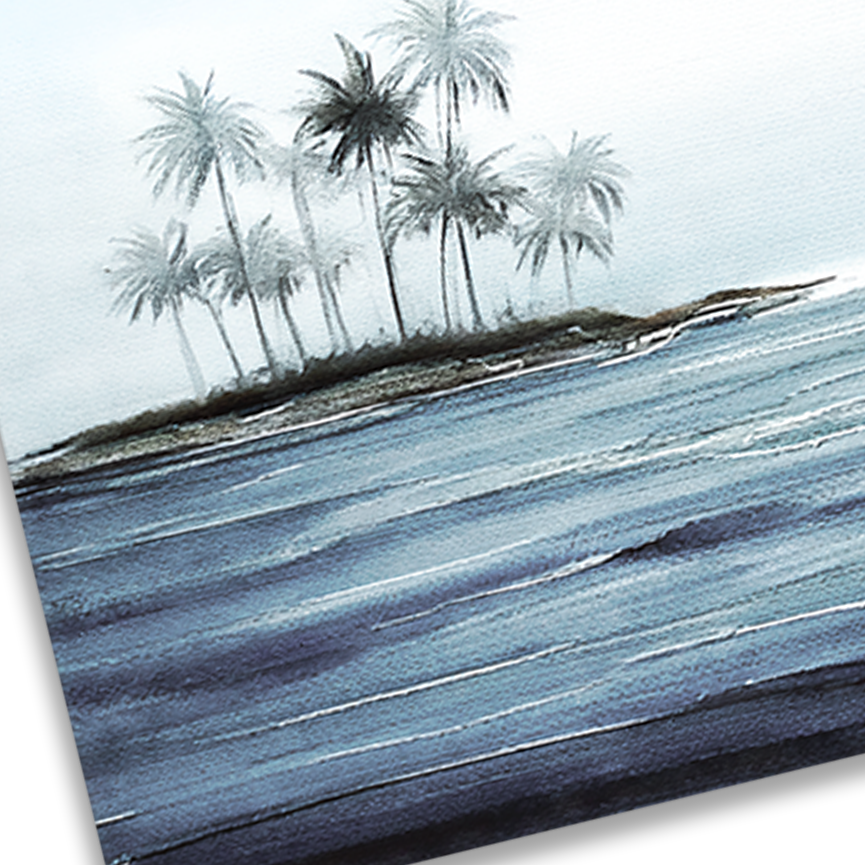 Closeup of TROPICAL ISLE , textured brush strokes on thick poly-cotton blend canvas

