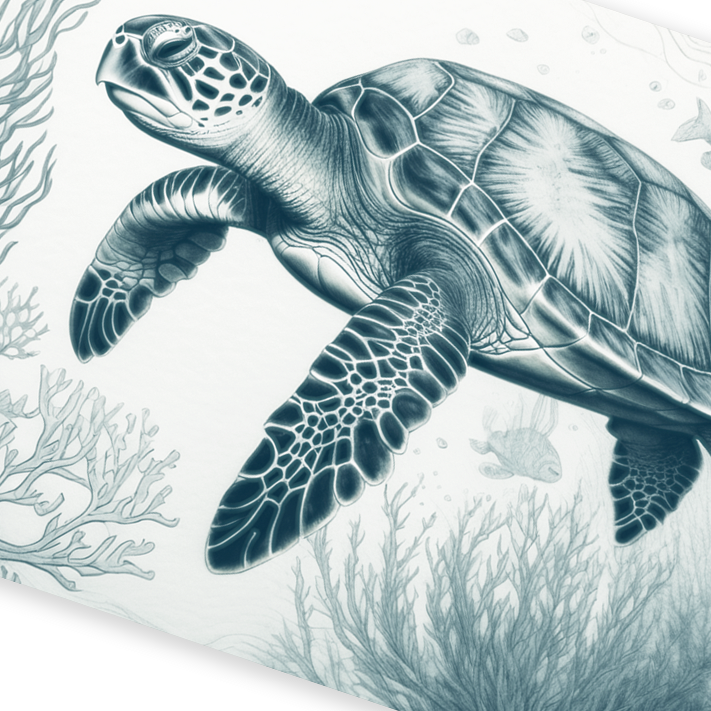 Closeup of sea turtle wall art OCEAN WANDERER
