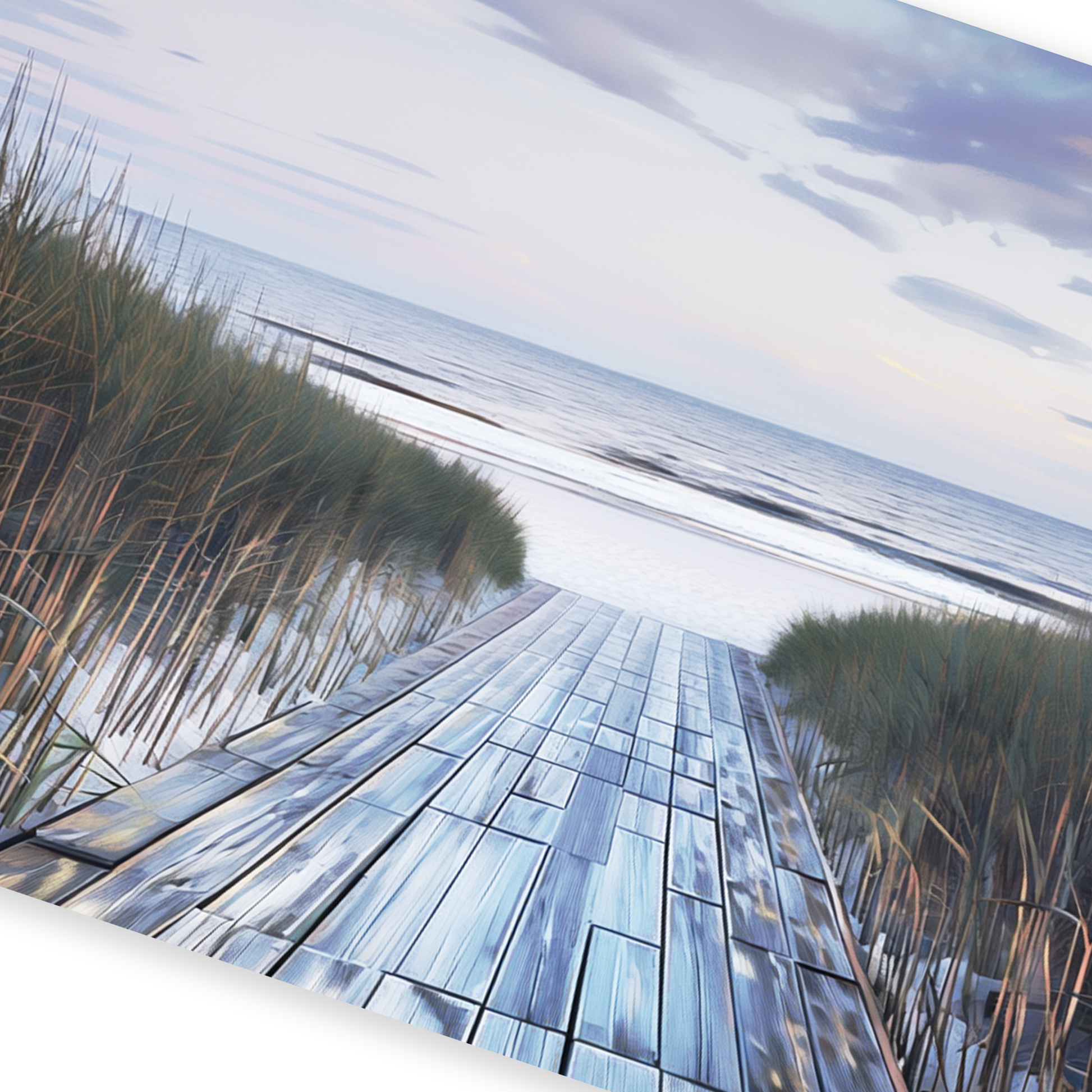 Closeup of autumn beach wall art BOARDWALK TO SHORE
