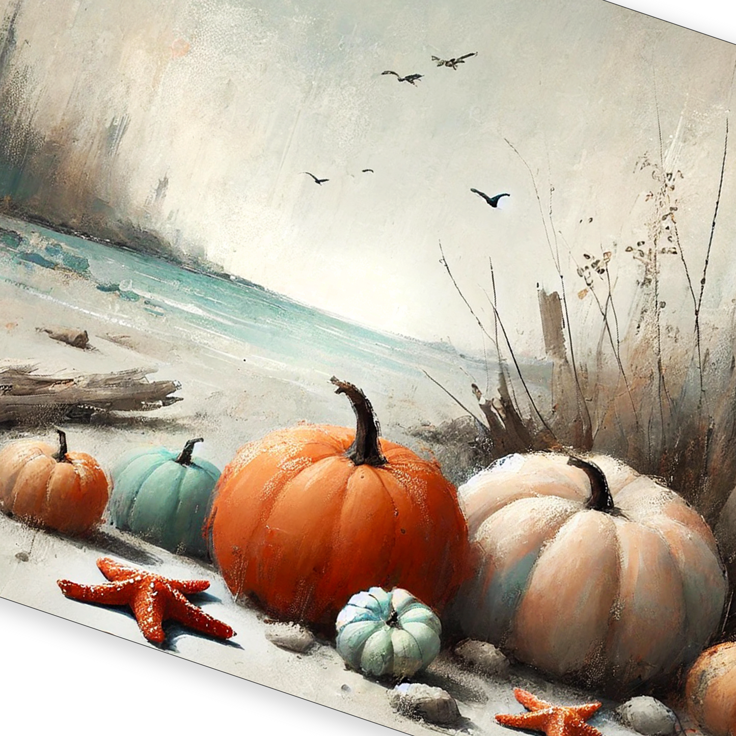 Closeup of coastal fall print BEACHSIDE HARVEST