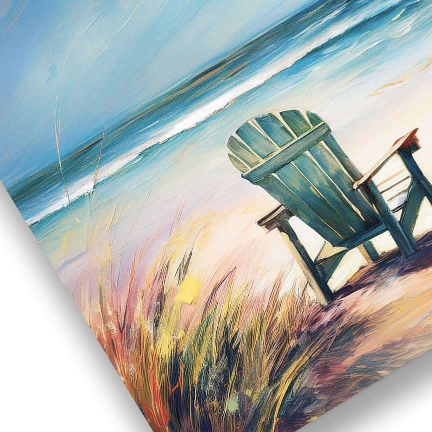 Closeup of beach wall art canvas NO WORRIES
