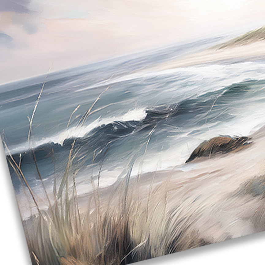 Closeup of SEA WATCH , textured brush strokes on thick poly-cotton blend canvas
