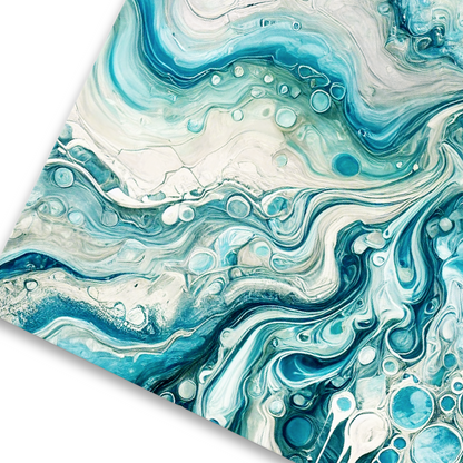 Closeup of beautiful canvas art SEA HUES
