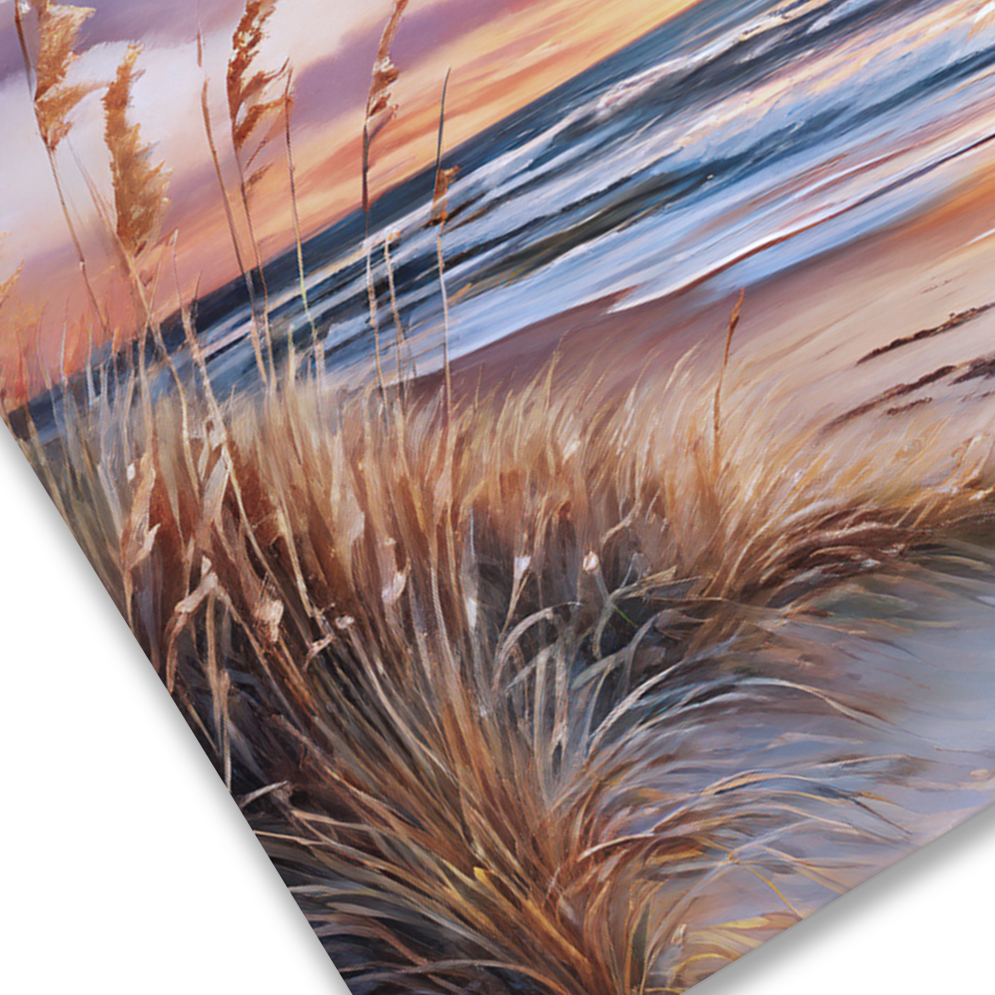 Closeup of beach art DUNES AT SUNSET
