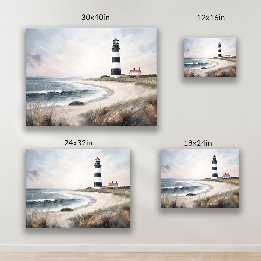 SEA WATCH, beach landscape artwork, is available in these sizes: 12-in x 16-in, 18 in x 24 in, 24 in x 32 in, 30 in x 40 in
