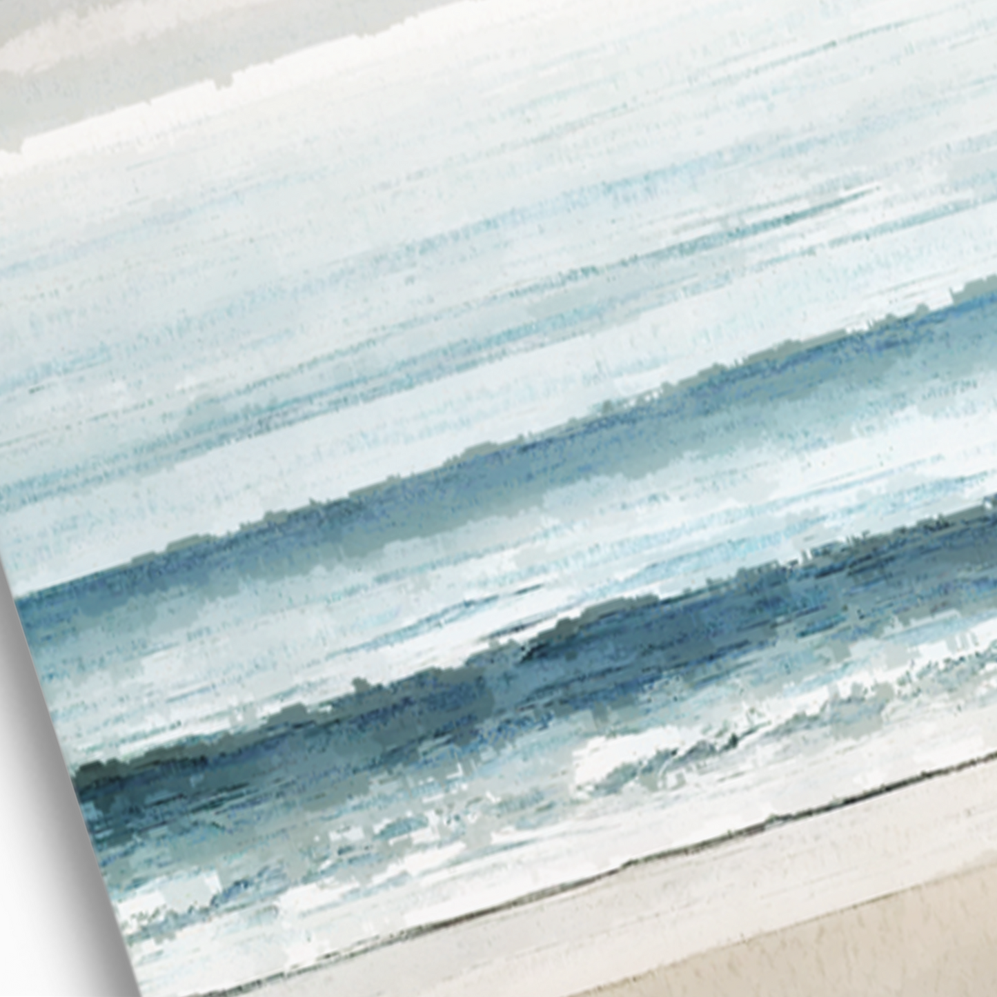 Closeup of beach canvas art BEYOND THE BLUE canvas.
