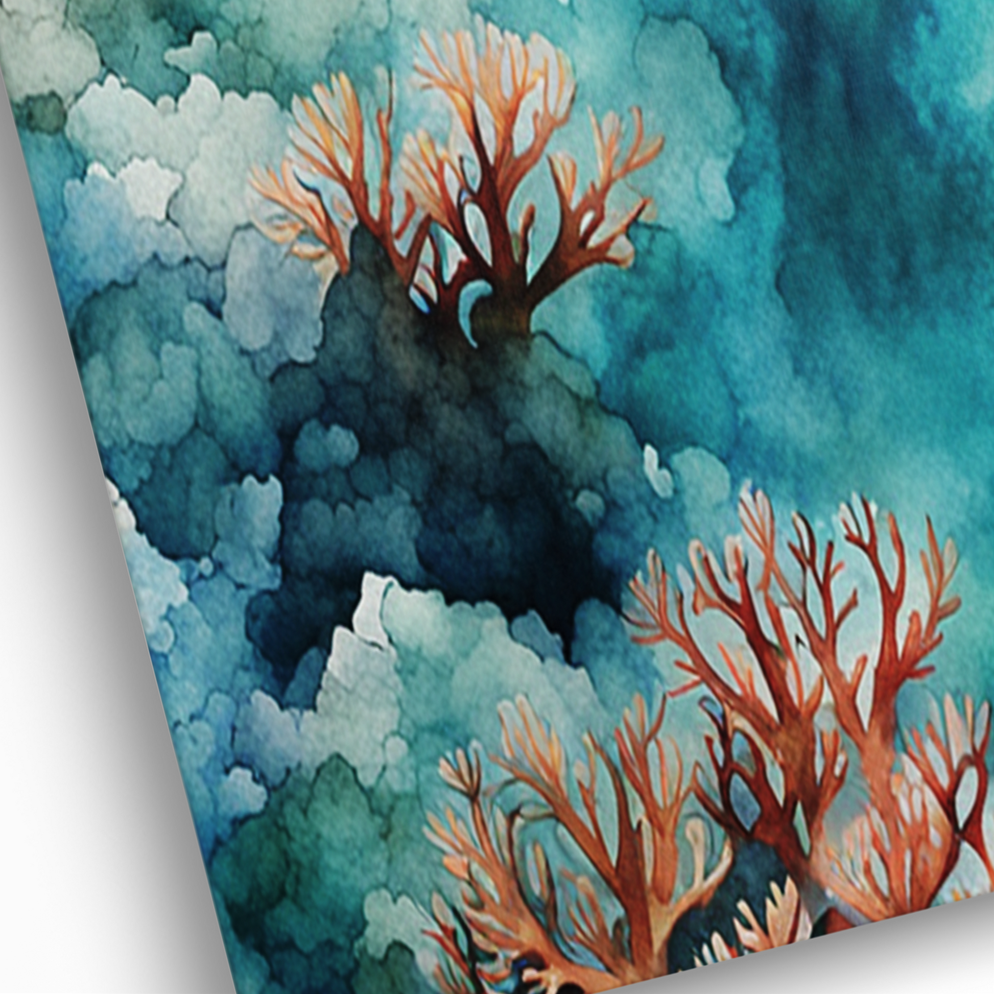 Closeup of sea life wall art COASTAL CORAL canvas.
