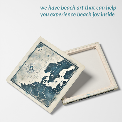 nautical chart art NAUTICAL DEPTHS showing front and back. The text reads: “we have beach art that can help you experience beach joy inside”. awe-inspiring large nautical wall art