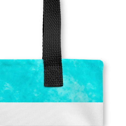 Close-up of sturdy black strap and seam stitching on the boat tote, highlighting its durable hand-sewn construction.