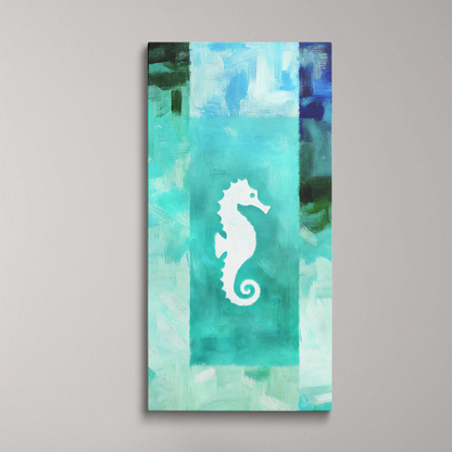 TURQUOISE SEAHORSE Gallery Wrap Canvas, Seahorse Wall Art, Fade Resistant