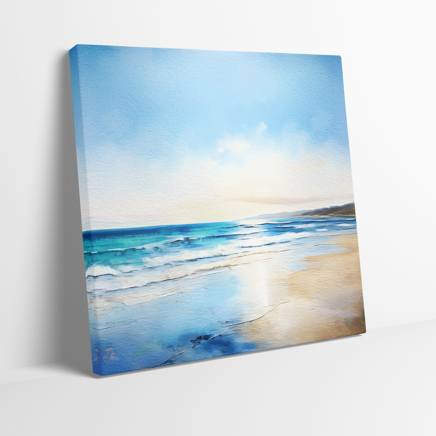 beach canvas wall art SALTY BREEZE showing the mirrored edge.