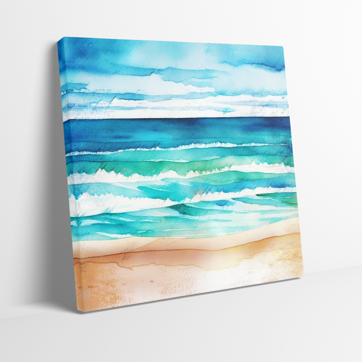 beach art canvas print CRYSTAL WATERS showing the mirrored edge.