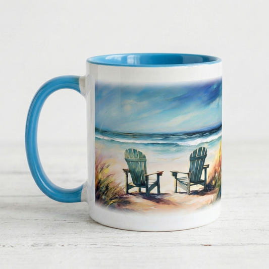 No Worries Ceramic, Color-Inside Coffee Mug, Beach Theme