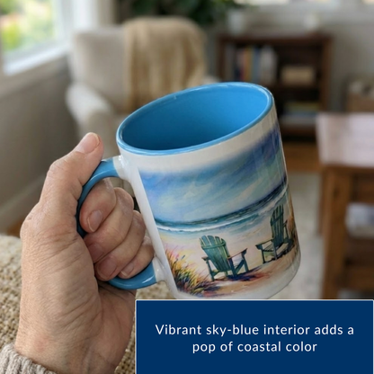 No Worries Ceramic, Color-Inside Coffee Mug, Beach Theme