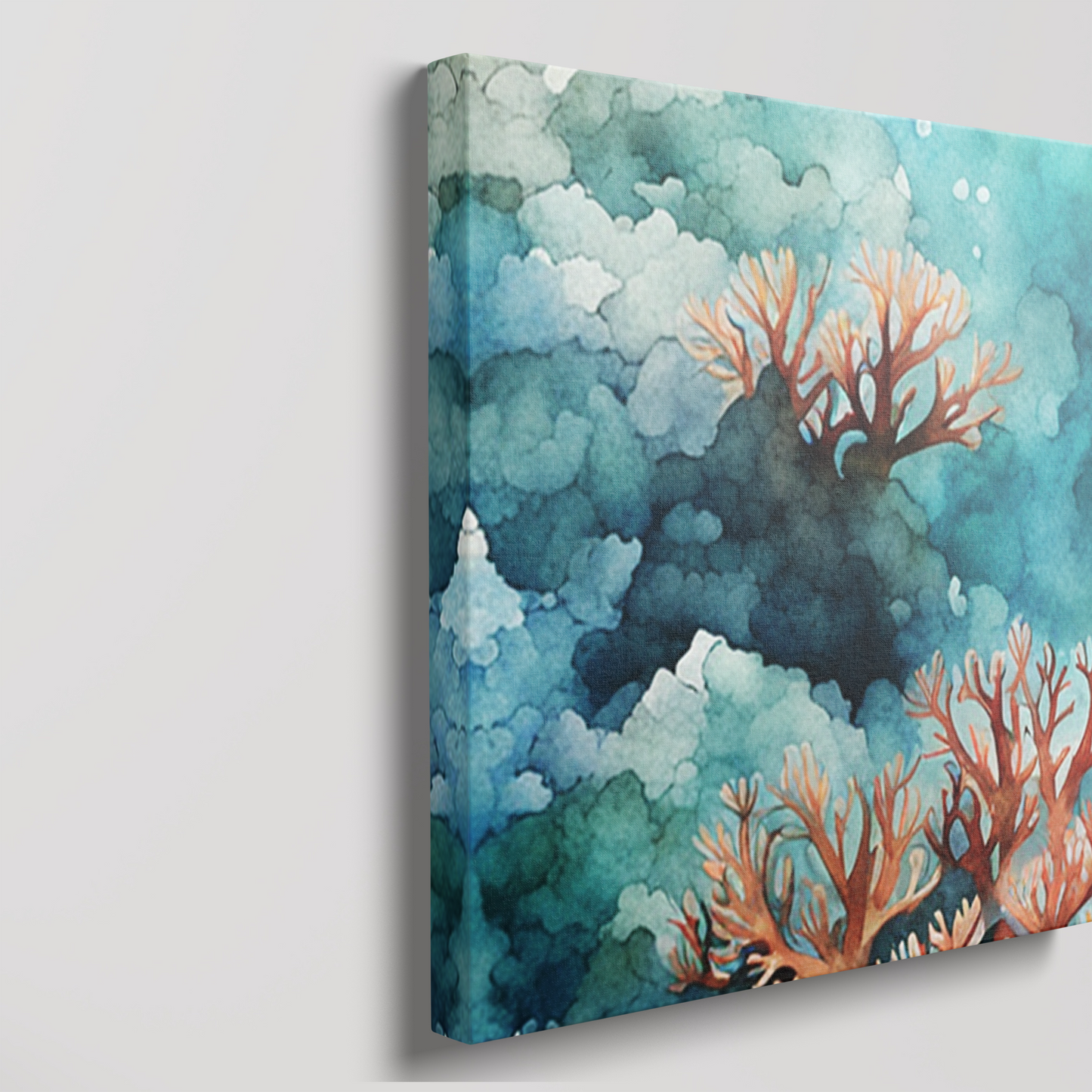 sea life wall art COASTAL CORAL mirrored canvas edge.
