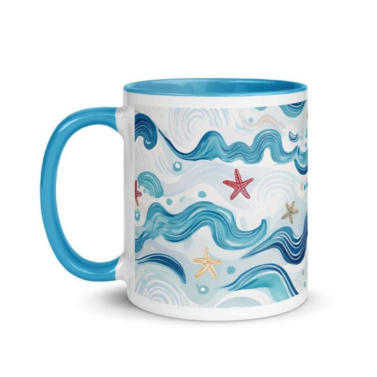 Curvy Waves Ceramic, Color-Inside Mug, Medium, Dishwasher-safe