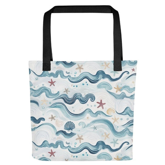 Curvy Waves Polyester Tote Bag, Medium, Washable
