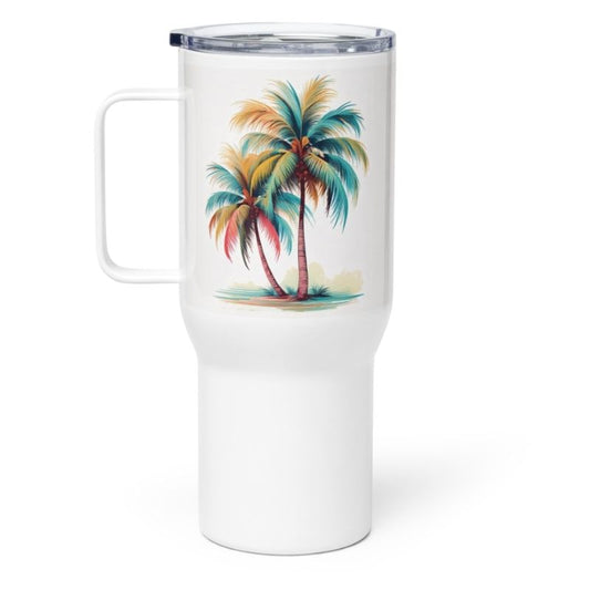 Palm Trees Stainless Steel Tumbler with Handle, M, Insulated