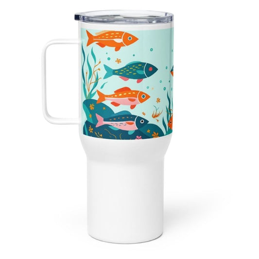 Fish Fiesta Stainless Steel Tumbler with Handle, M, Insulated