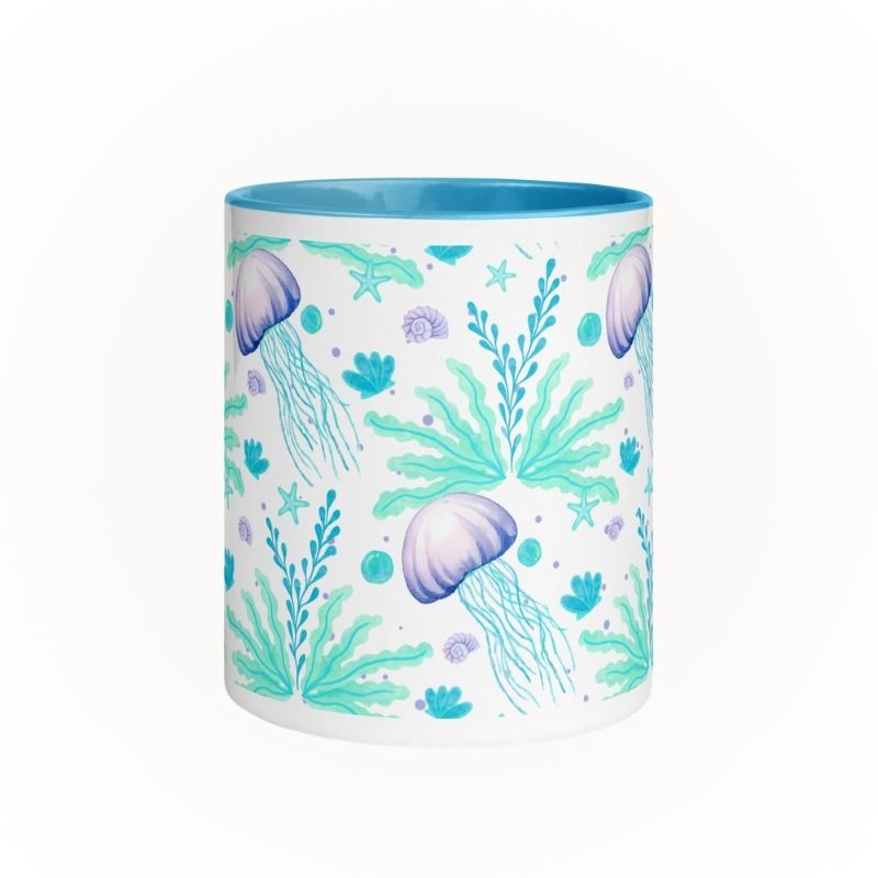 Front view of 11 oz colorful coffee cup
