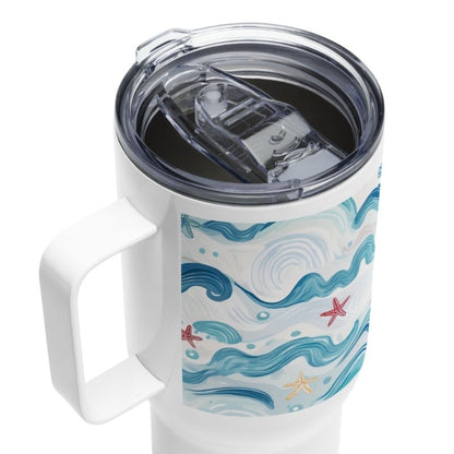 Curvy Waves Stainless Steel Tumbler with Handle, M, Insulated