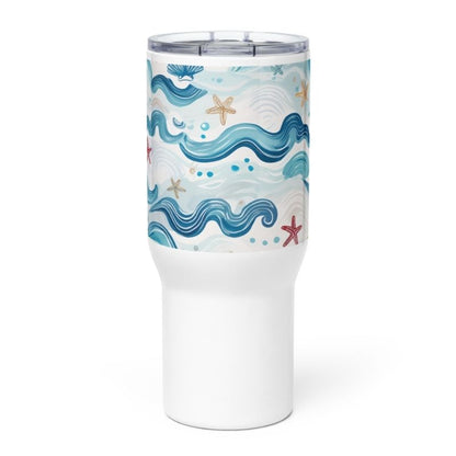 Curvy Waves Stainless Steel Tumbler with Handle, M, Insulated