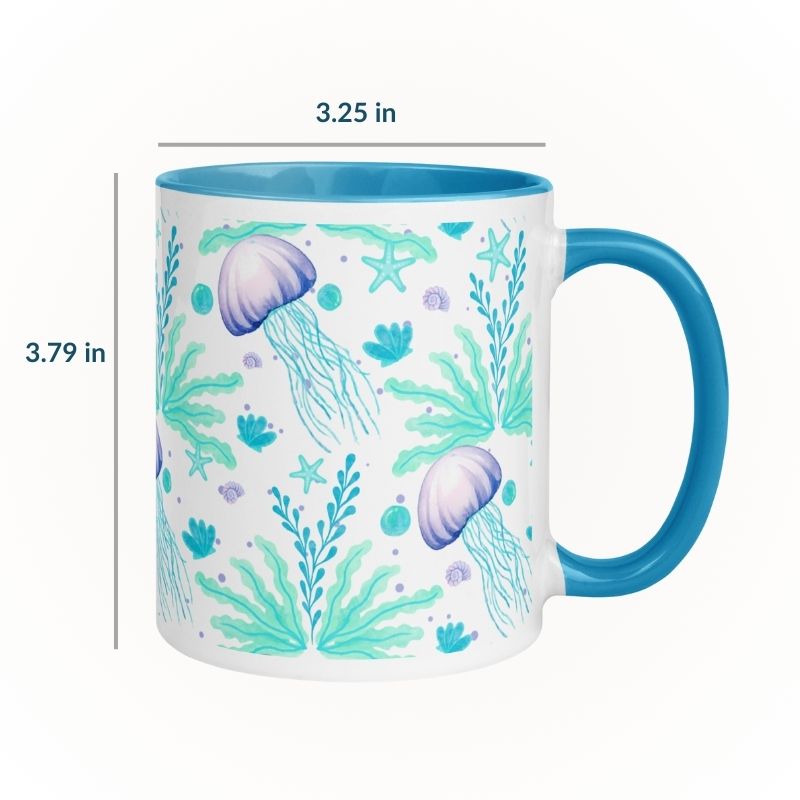 11 oz mug showing dimensions: 3.25 in wide, 3.79 in tall
