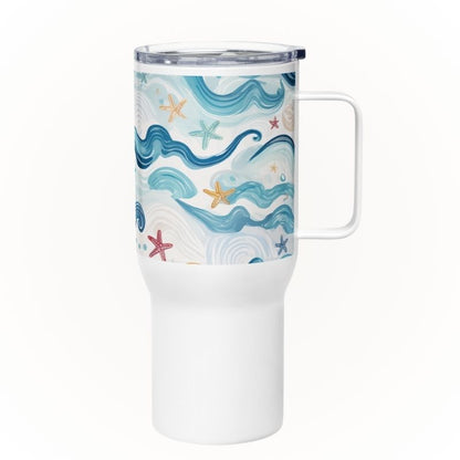 Curvy Waves Stainless Steel Tumbler with Handle, M, Insulated